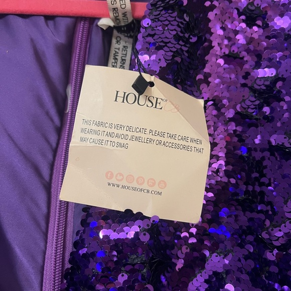 House of CB beautiful purple sequin dress size Medium new with tags - Picture 2 of 3